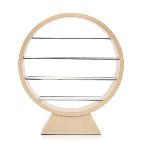 Cream Circular Shelving Unit with Glass Shelves