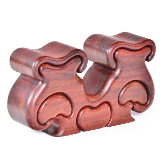 Wood Abstract Polished Compartment Sculpture - Symmetrical Shrub