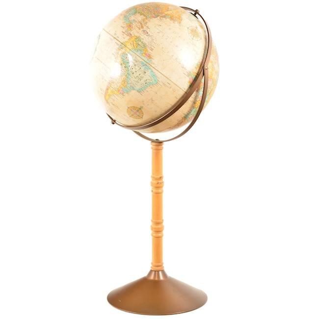 Tan Globe on Metal Floor Stand