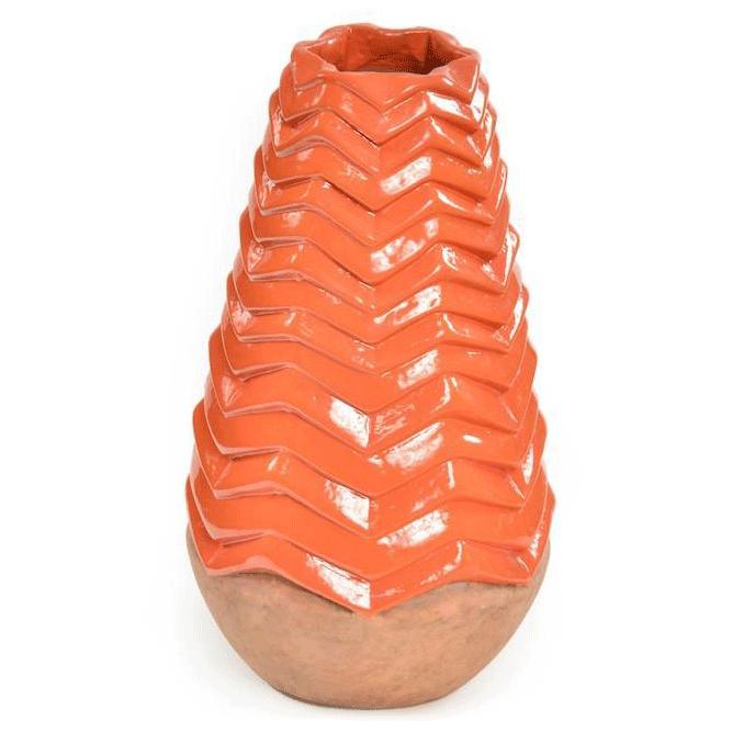 Orange Ceramic Vase Chevron (A+D)