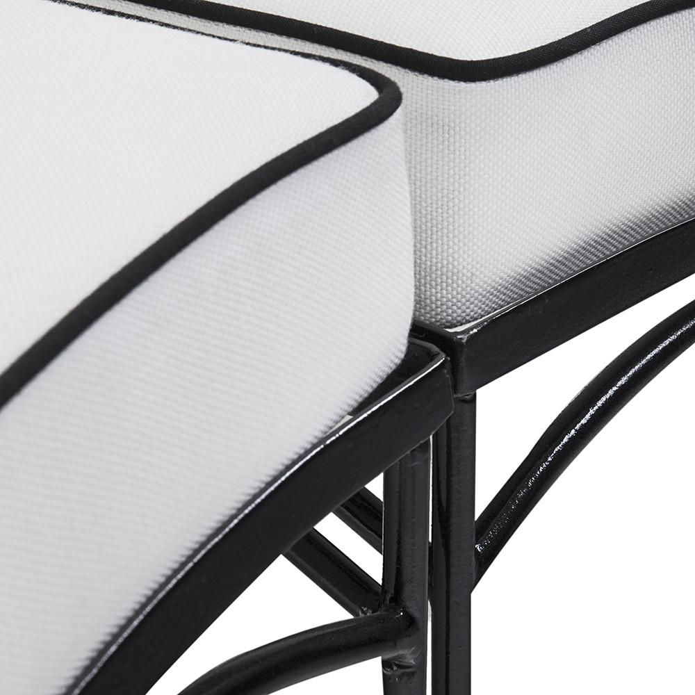 Outdoor White and Black Metal Sectional Sofa Piece