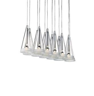 Fucsia 12 Pendant Chrome + Glass Chandelier
