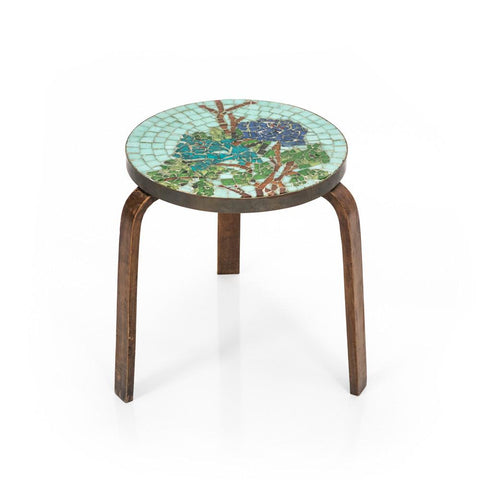 Mosaic Round Wood Side Table