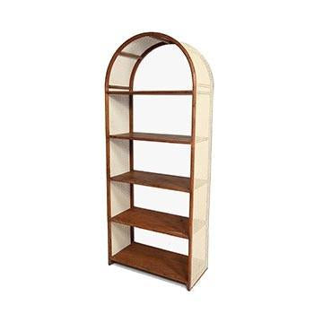 Boho Bamboo and Cane Arch Display Bookshelf