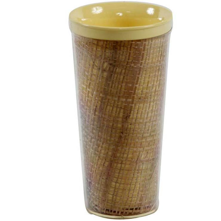 Plastic Yellow + Burlap Tall Cup