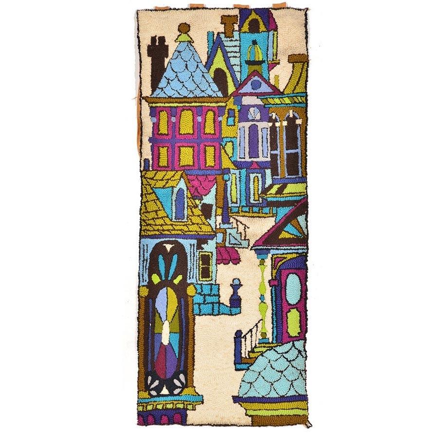 Multicolor 70's Shag Cityscape Wall Art