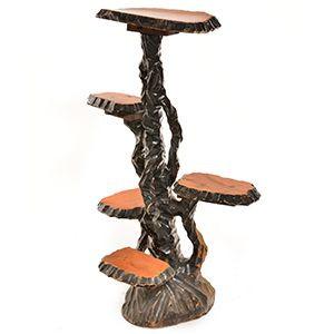 Wood Carved Planter Pedestal