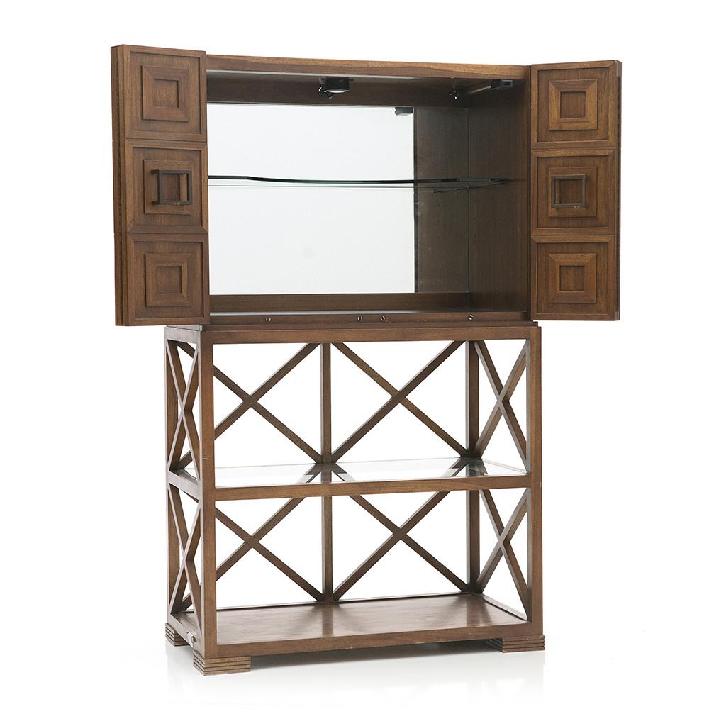 Wood Squares Bar Cabinet Bookshelf