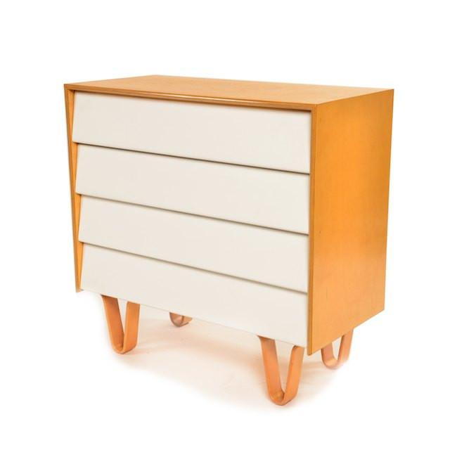 White & Wood Mid-Century Dresser