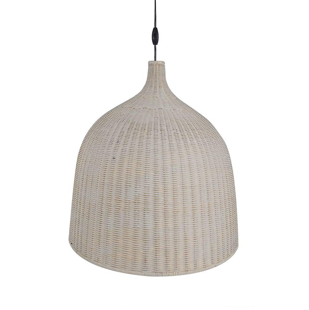 White Wicker Hanging Pendant Lamp