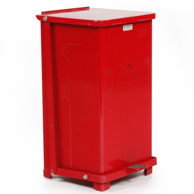 Industrial Metal Trash Can - Red
