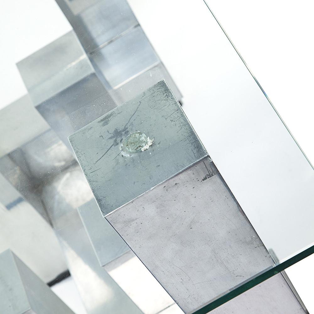 Chrome & Glass Blocks Paul Evans Console Table