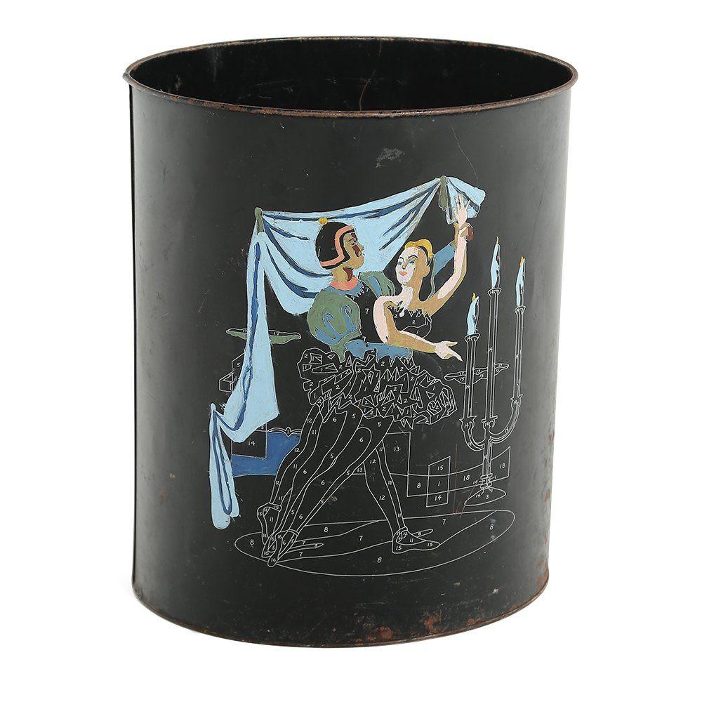 Black Trashcan with Dancers