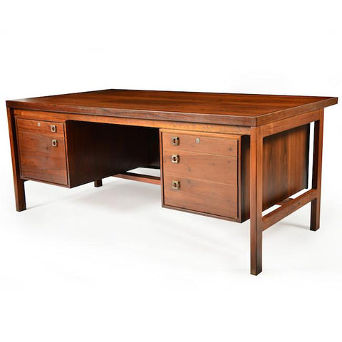 Walnut Desk with Brass Hardware