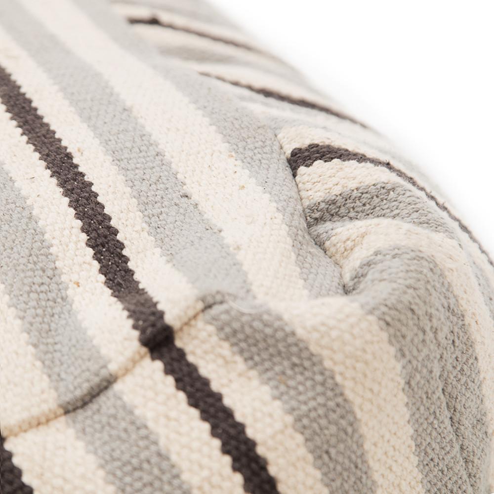 Grey and Black Striped Pouf