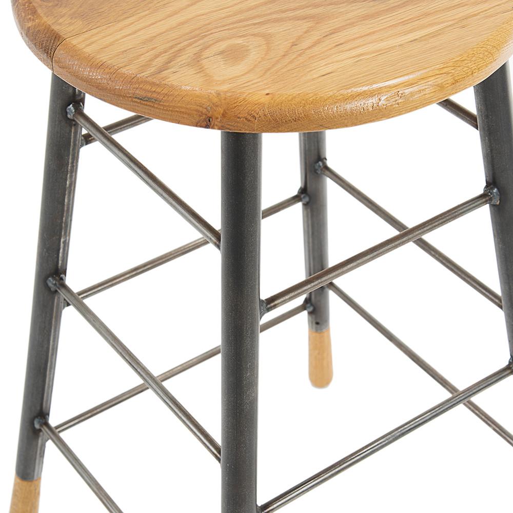 Black Metal and Wood Bar Stool
