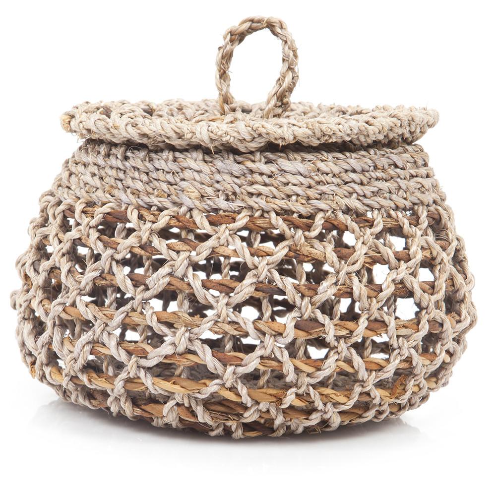 Brown Woven Basket with Lid (A+D)