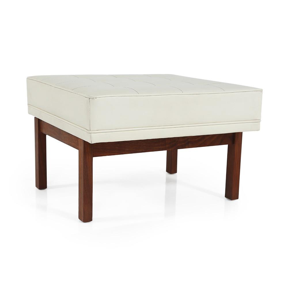 Modernica White Leather Split Rail Ottoman