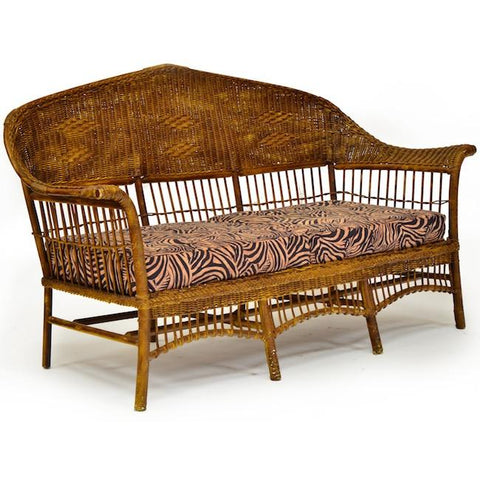 Woven Wicker Outdoor Sofa with Zebra Cushions