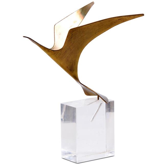 Brass Bird on Lucite Block