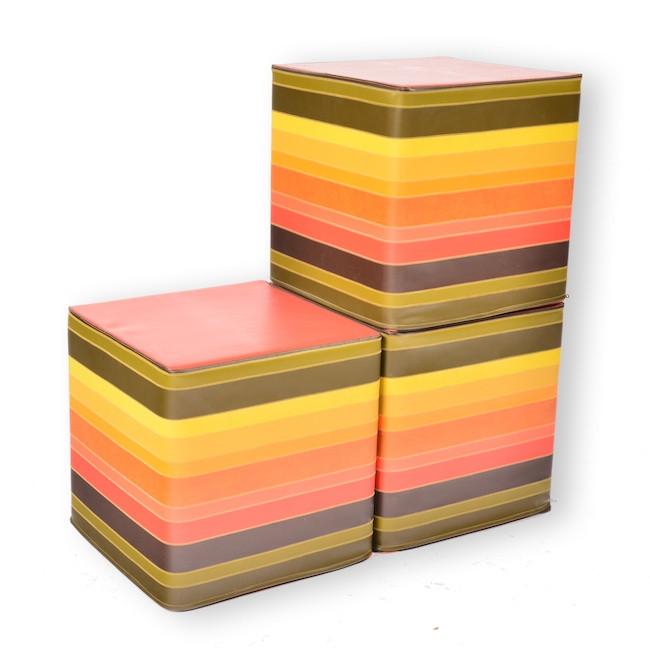 Striped Square Ottoman