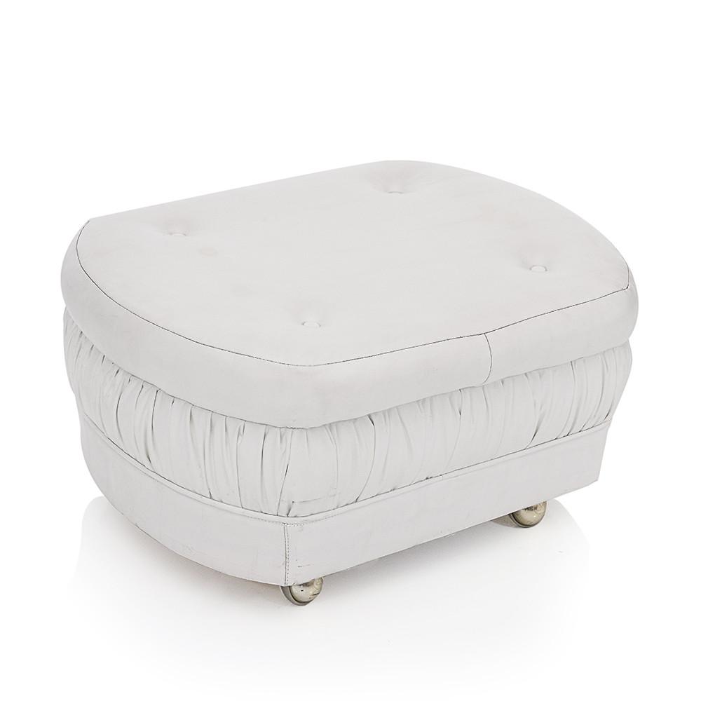 White WAH Vinyl Ottoman