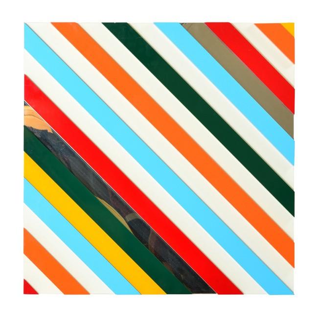 Large Square Colored Stripes Mirror