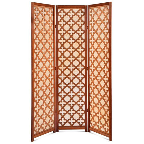 Wood Patterned 3 Panel Screen Divider