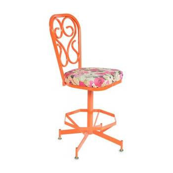 Orange Flower Cushion Barstool