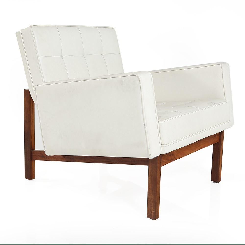White Leather Modernica Split Rail Arm Chair