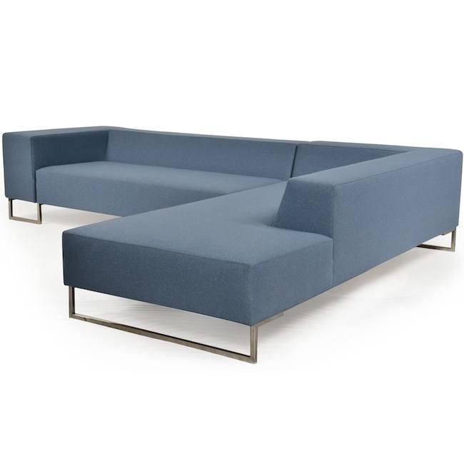 Modern Low Back Sectional - Light Blue