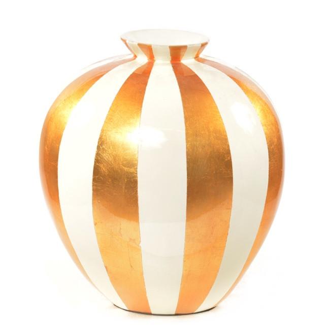 Gold White Striped Vase (A+D)