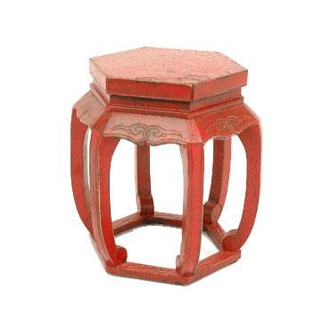 Red Hexagonal Asian Table