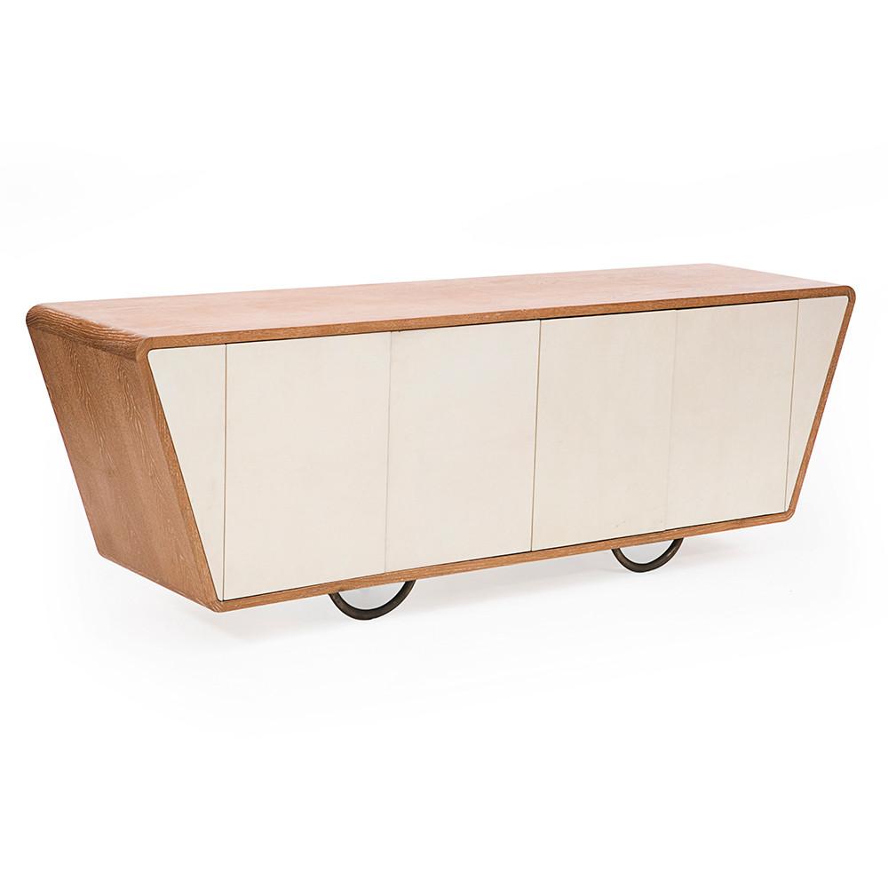 White Front Wood Framed Credenza