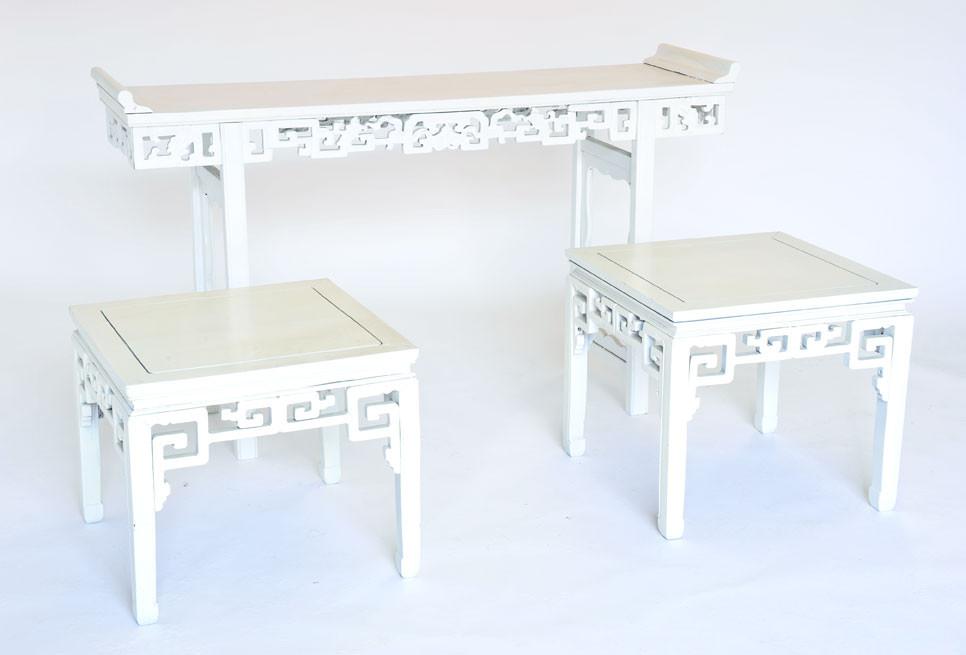 White Asian Side Table