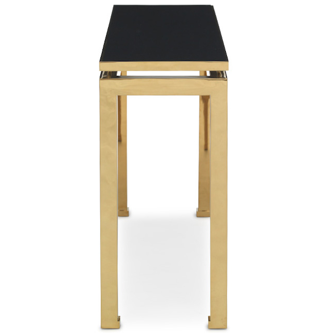 Gold & Black Glass Laurent Console Table