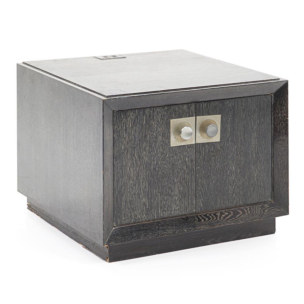 Grey Wood Bedside Table Cabinet