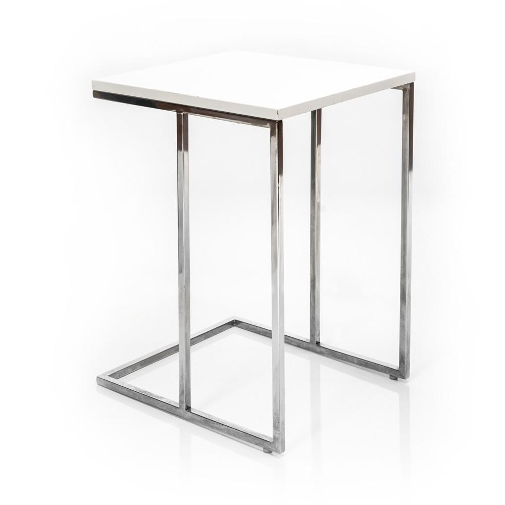 White and Chrome Side Table