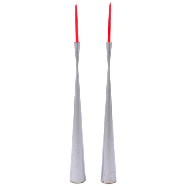 Green Tall Candlestick Pair (Painted)