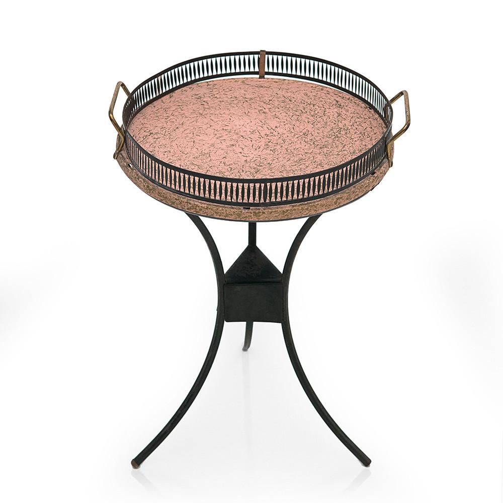 Black Wire & Gold Accent Three Legged Side Table