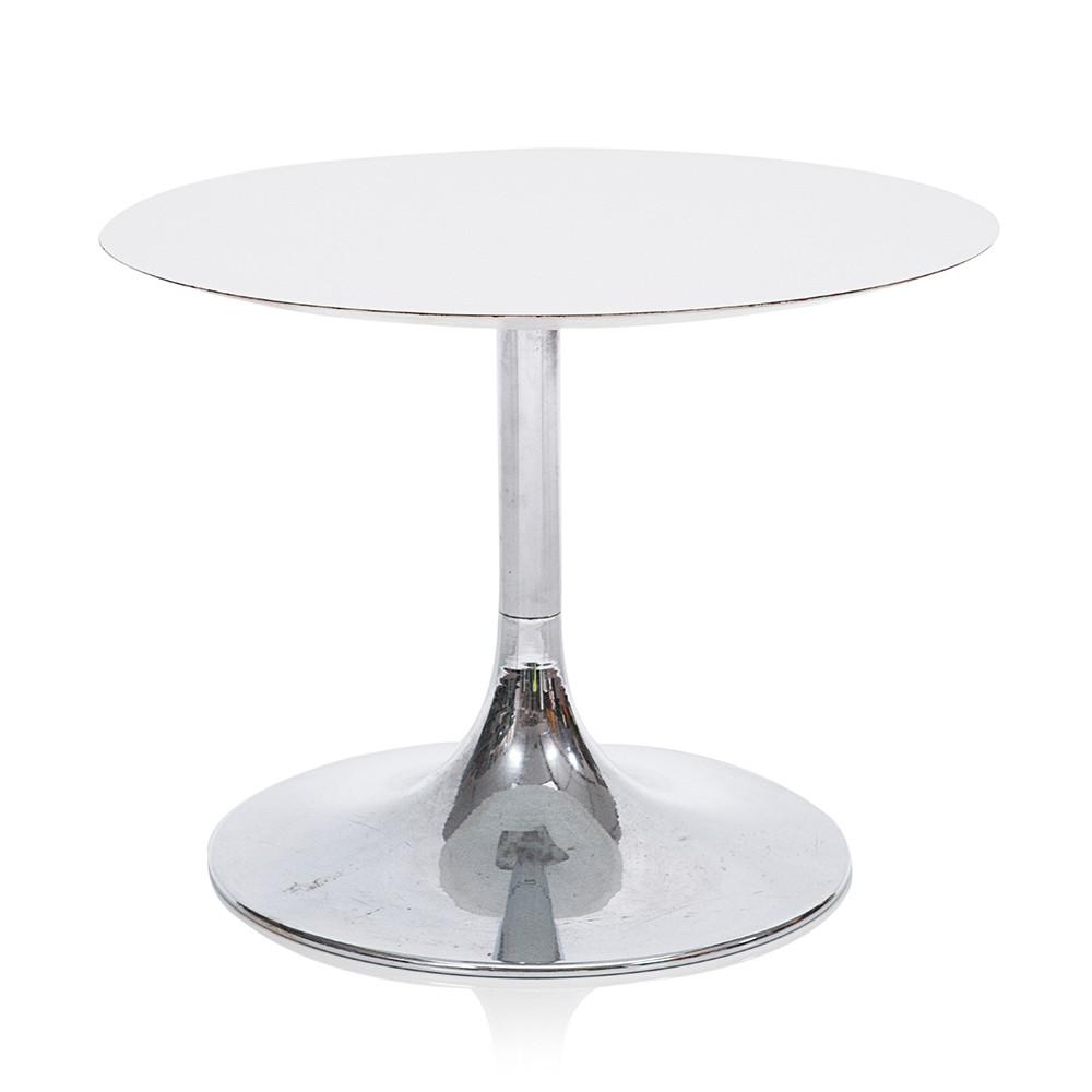 White Top Silver Tulip Base Side Table