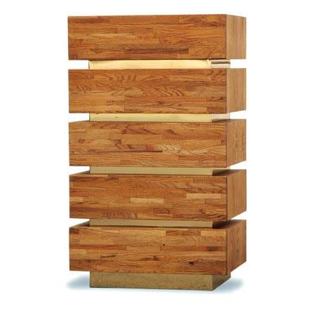 Wood & Brass Highboy Vintage Dresser
