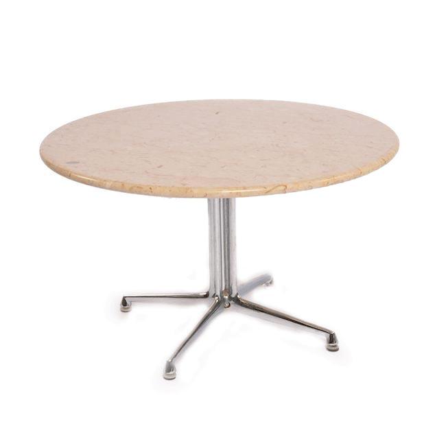 Tan Round Marble Side Table