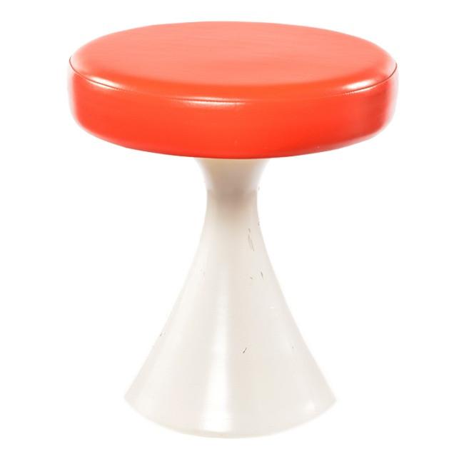 Orange Vinyl Cushion Stool
