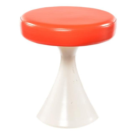 Orange Vinyl Cushion Stool