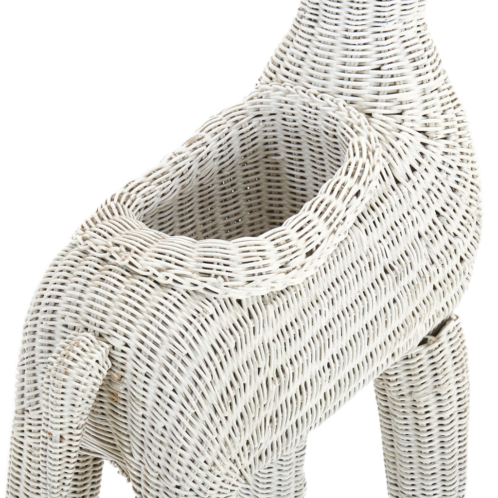 White Wicker Giraffe Floor Sculpture