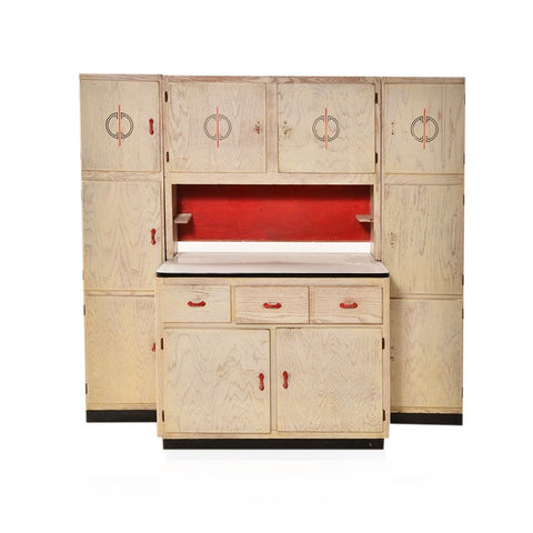 Vintage Kitchen Cabinet and Metal Counter Top -White