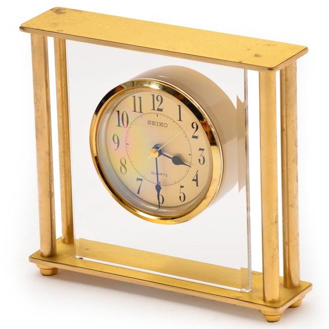 Seiko - Square Columns Gold Clock