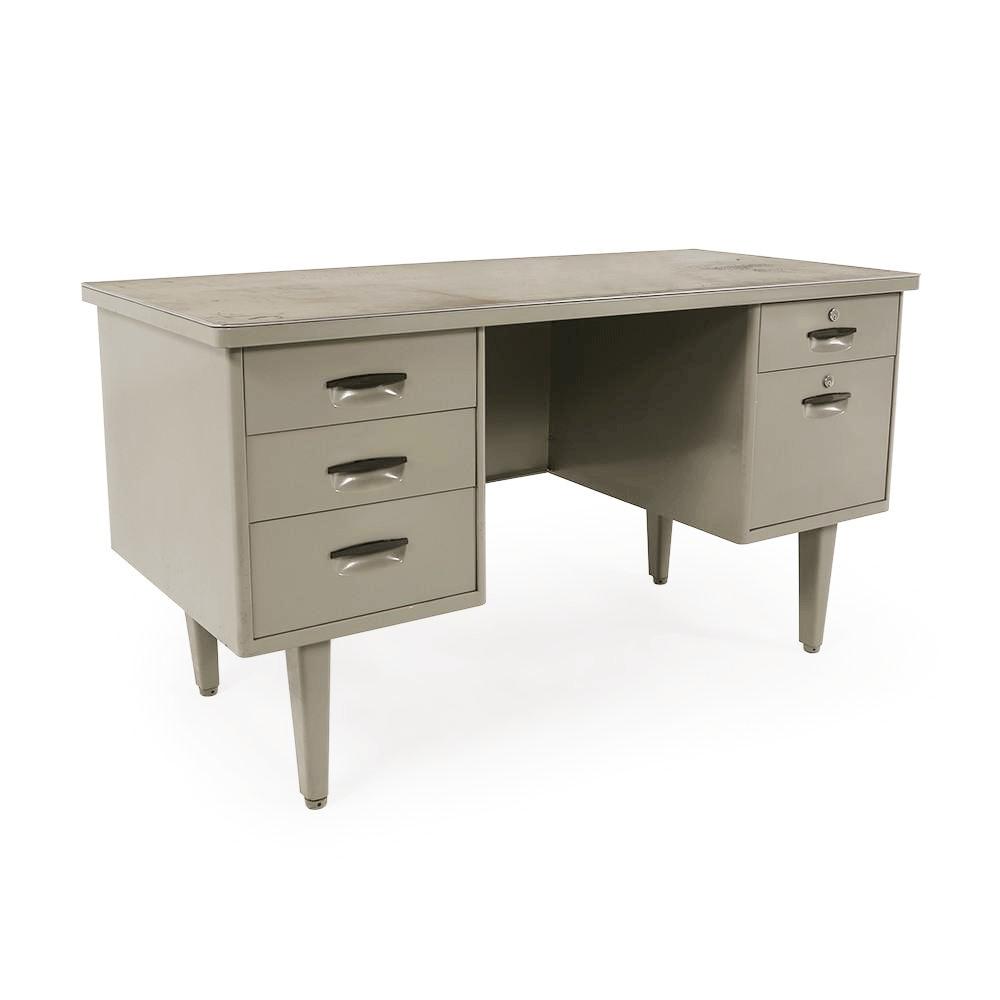 Grey Green Metal Tanker Desk