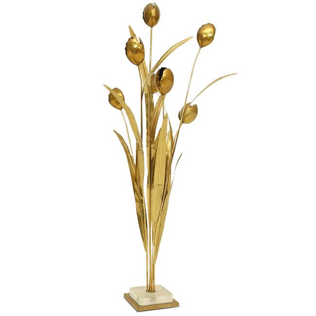 Tall Brass Flowers Floor Sculpture - 2 of 2